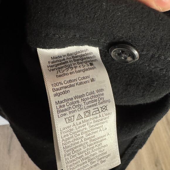 J.Crew Heavyweight Chamois Workshirt Mens M Black Button Up Long Sleeve Pockets - Picture 7 of 8